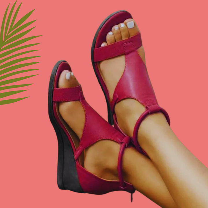 Orthopedic Leather Heel Sandals