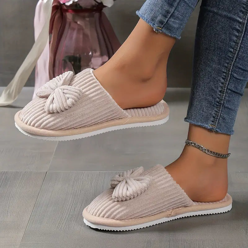 Adorable Bowknot Winter Slippers
