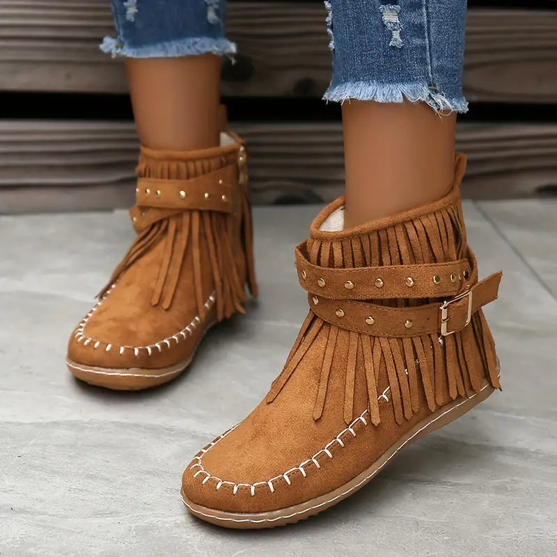 Trendy Womens Tassel Ankle Boots
