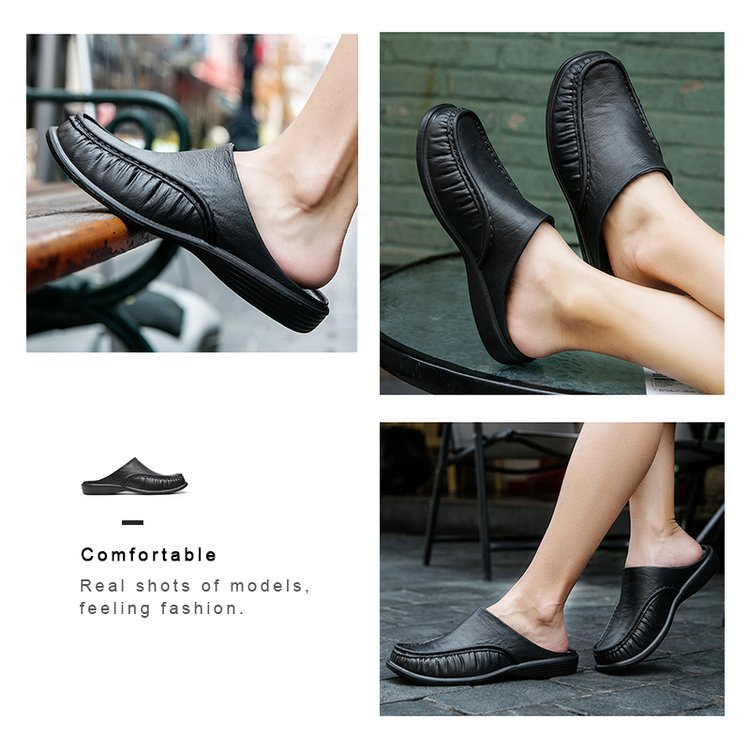 Men's Leather Home Slippers