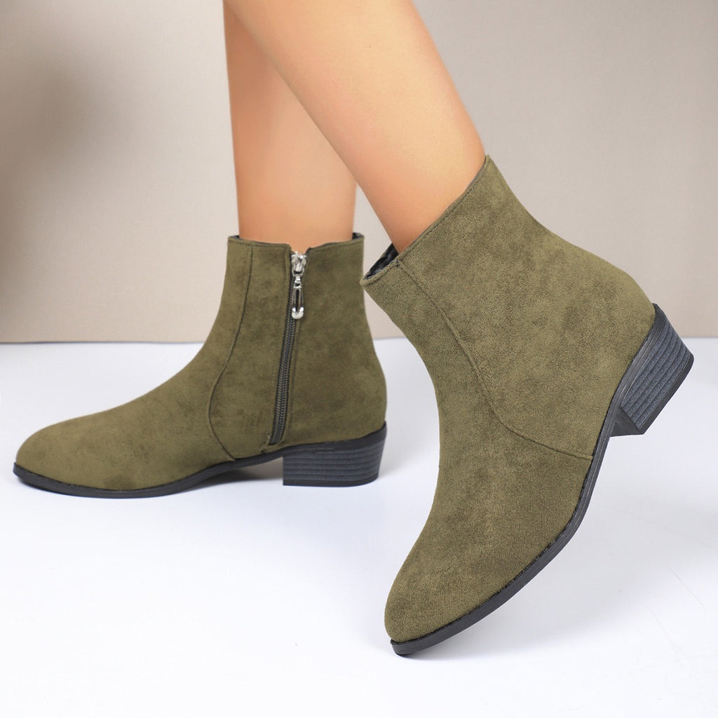 Chic French-Inspired Women's Ankle Boots with Side Zipper