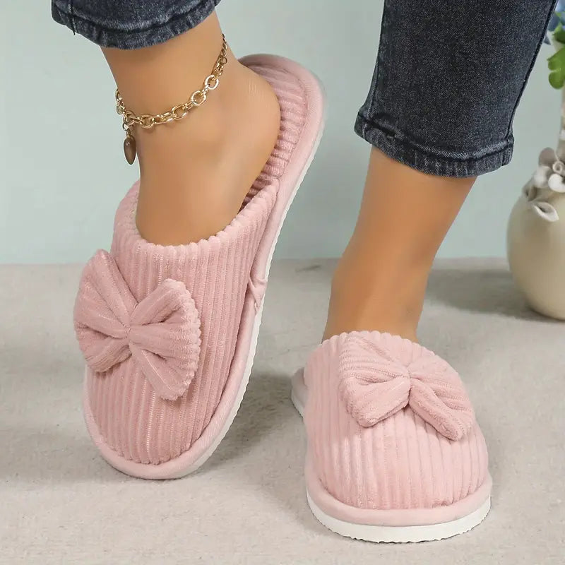Adorable Bowknot Winter Slippers