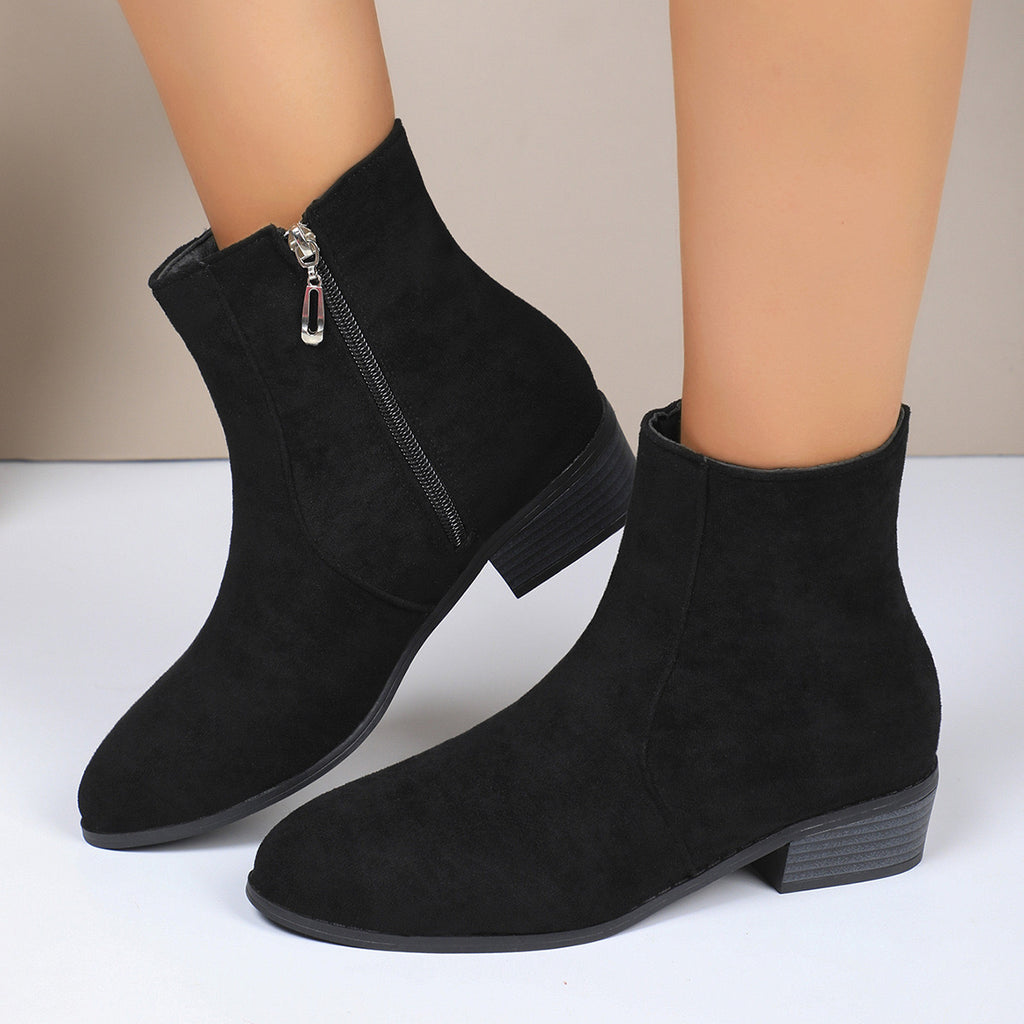 Chic French-Inspired Women's Ankle Boots with Side Zipper