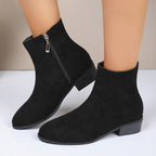 Chic French-Inspired Women's Ankle Boots with Side Zipper