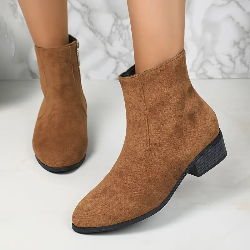 Chic French-Inspired Women's Ankle Boots with Side Zipper
