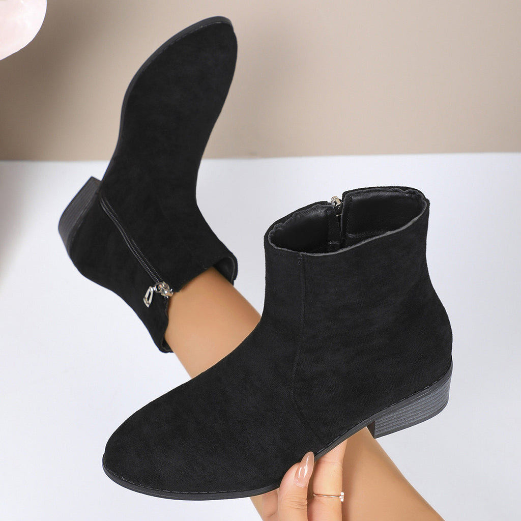Chic French-Inspired Women's Ankle Boots with Side Zipper