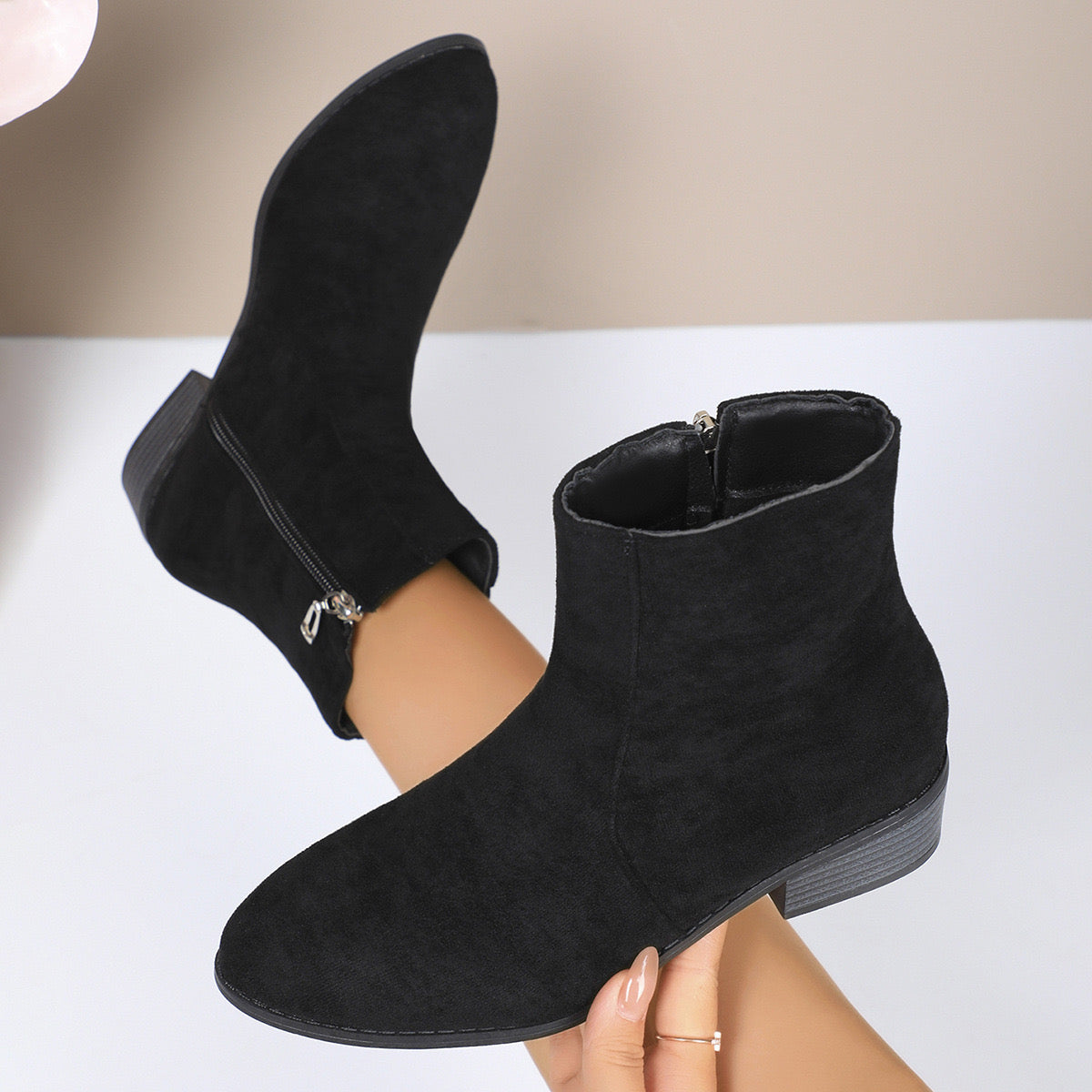 Chic French-Inspired Women's Ankle Boots with Side Zipper