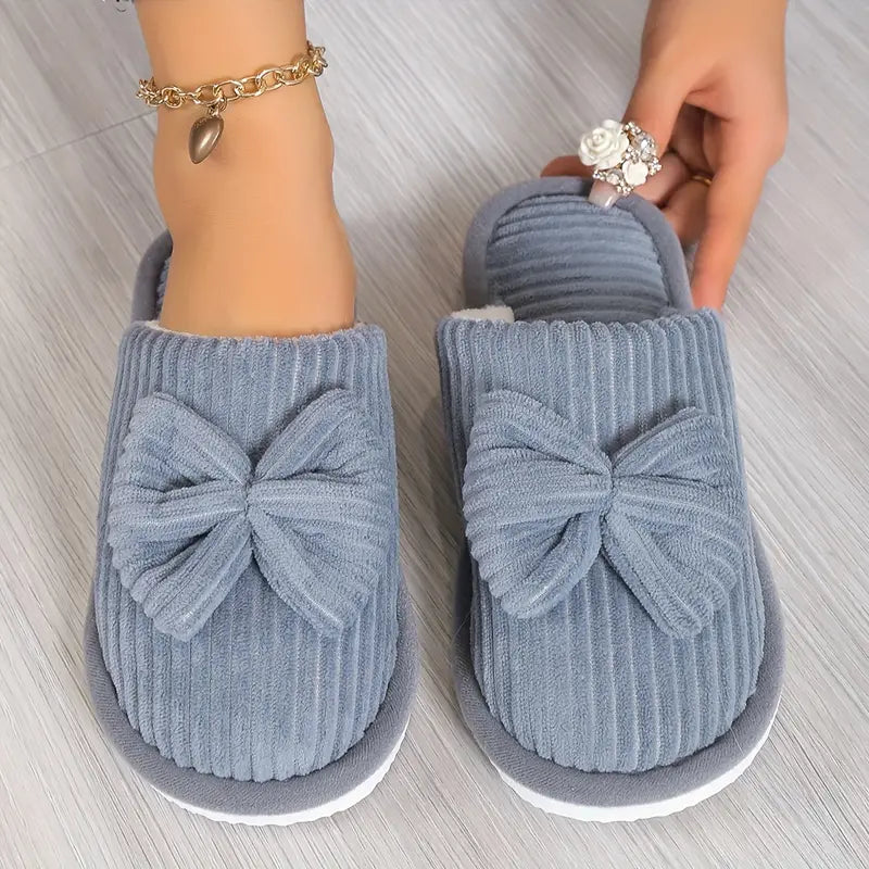 Adorable Bowknot Winter Slippers