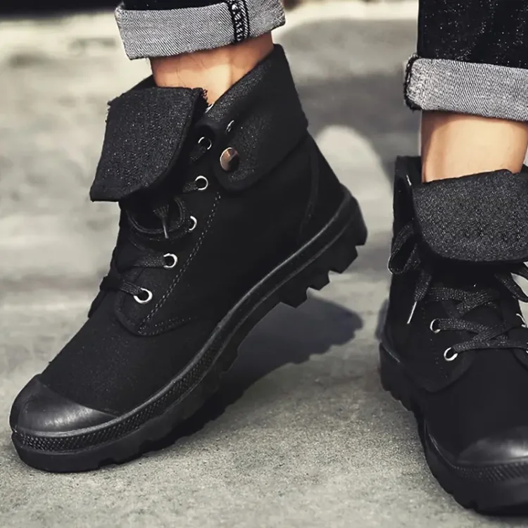 Men's Fashion Canvas Breathable Lightweight Solid Color Boots