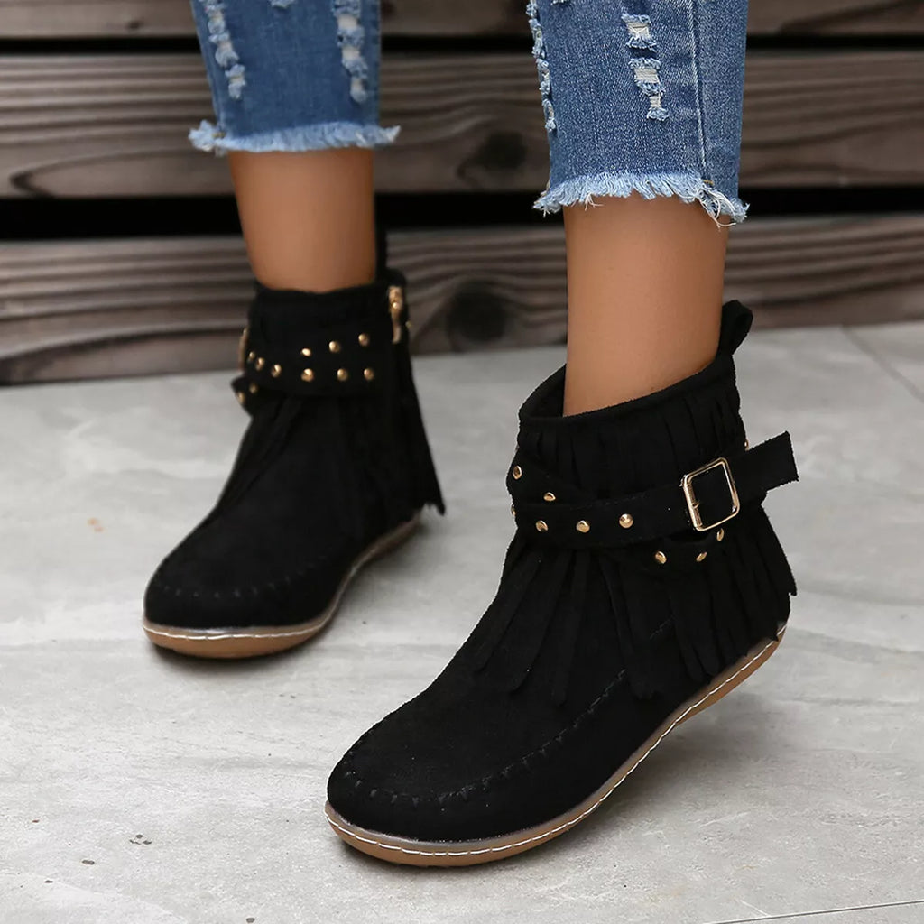 Trendy Womens Tassel Ankle Boots