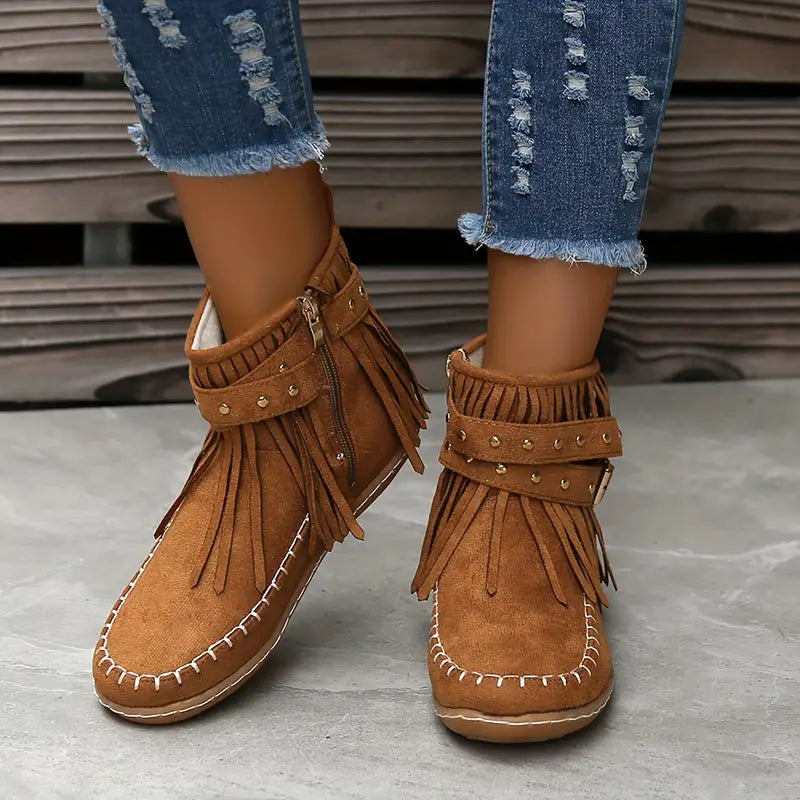 Trendy Womens Tassel Ankle Boots