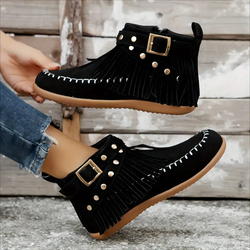 Trendy Womens Tassel Ankle Boots