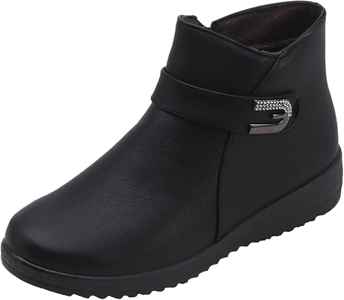 Women's Metal Buckle Genuine Leather Wool Orthopedic Boots