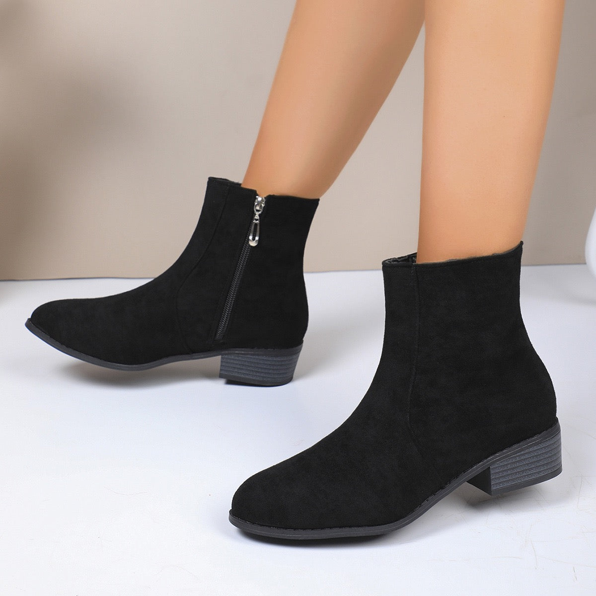 Chic French-Inspired Women's Ankle Boots with Side Zipper