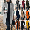 WOMEN ELEGANT STAND-COLLAR WOOLEN URBAN LEISURE COAT