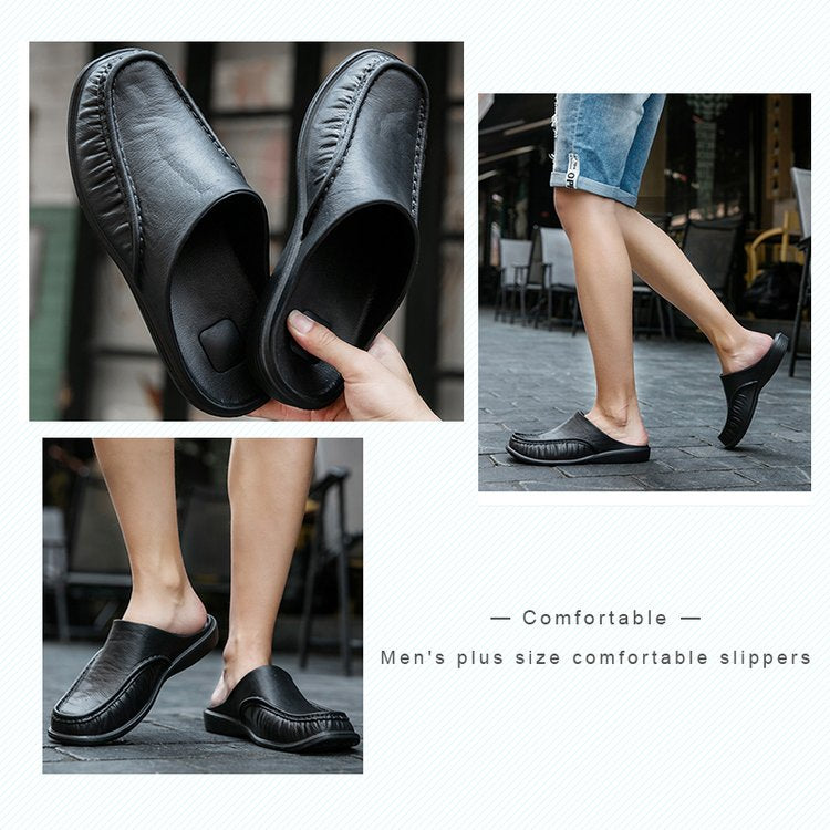 Men's Leather Home Slippers