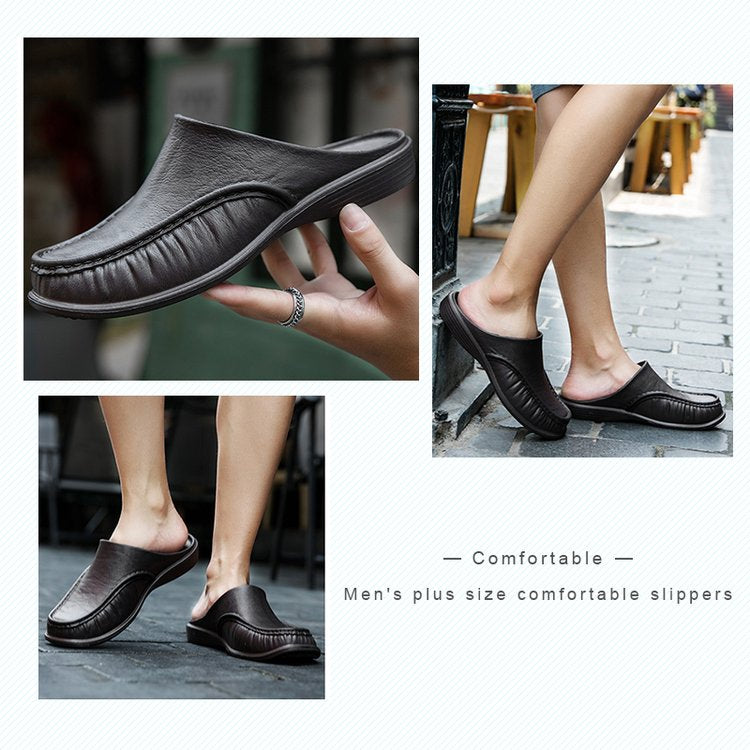 Men's Leather Home Slippers