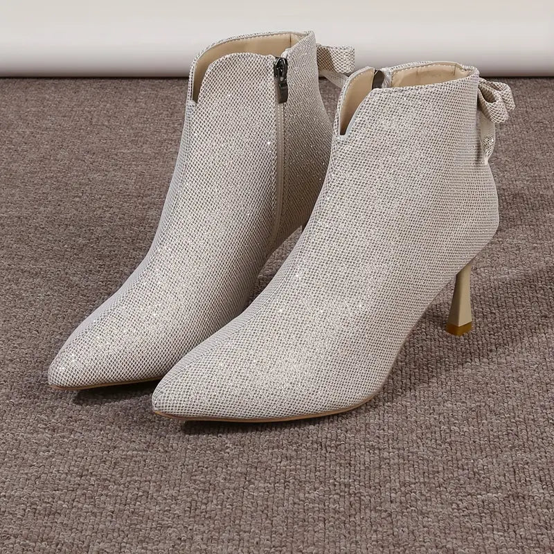 Women's Zip Up Chic Bowknot Boots