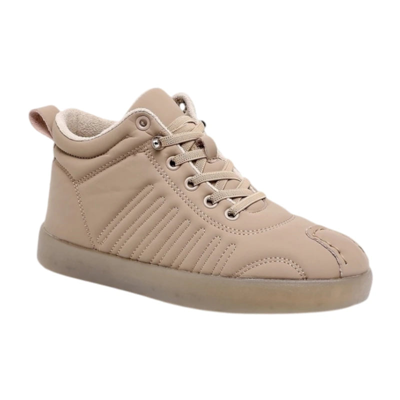 Women's Short-Plush Lined High-Top Sneakers – Soft Beige