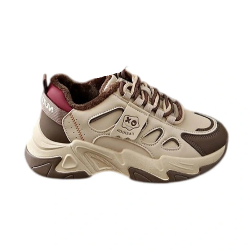 Women's Cozy Fleece-Lined Chunky Sneakers – Mocha Brown