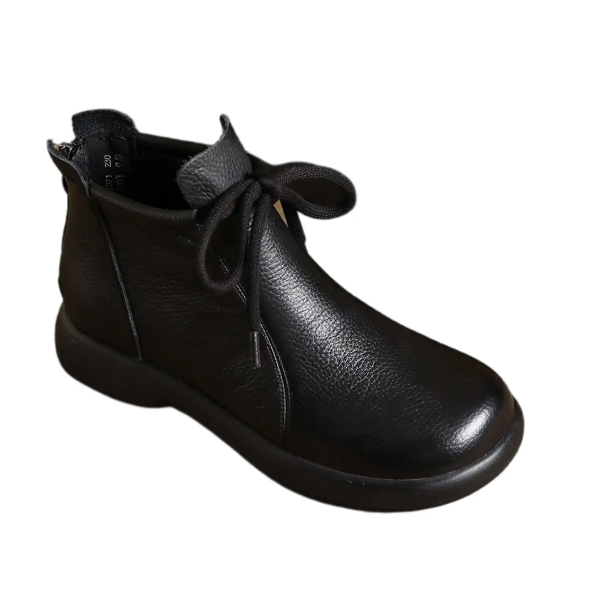 Women's Genuine Leather Cozy Ankle Boots – Classic Black