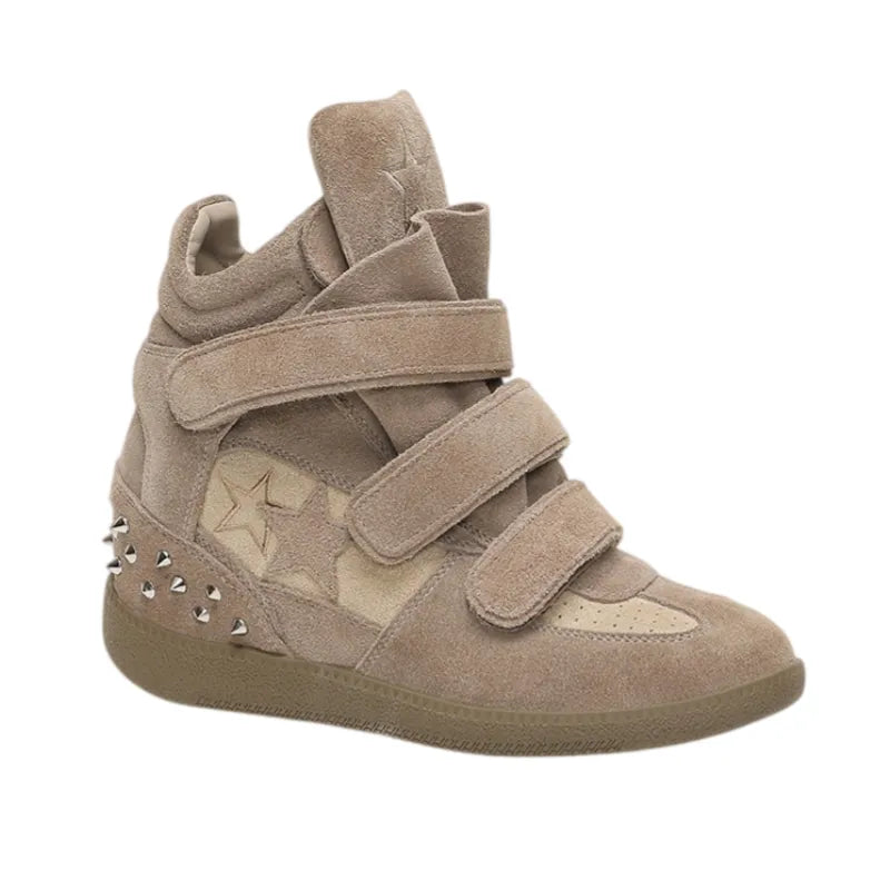 Women's Fashion Wedge High-Top Sneakers – Taupe