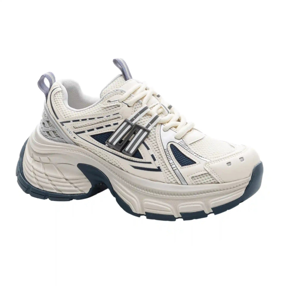 Women's Sporty Chunky Platform Sneakers – Cream & Charcoal