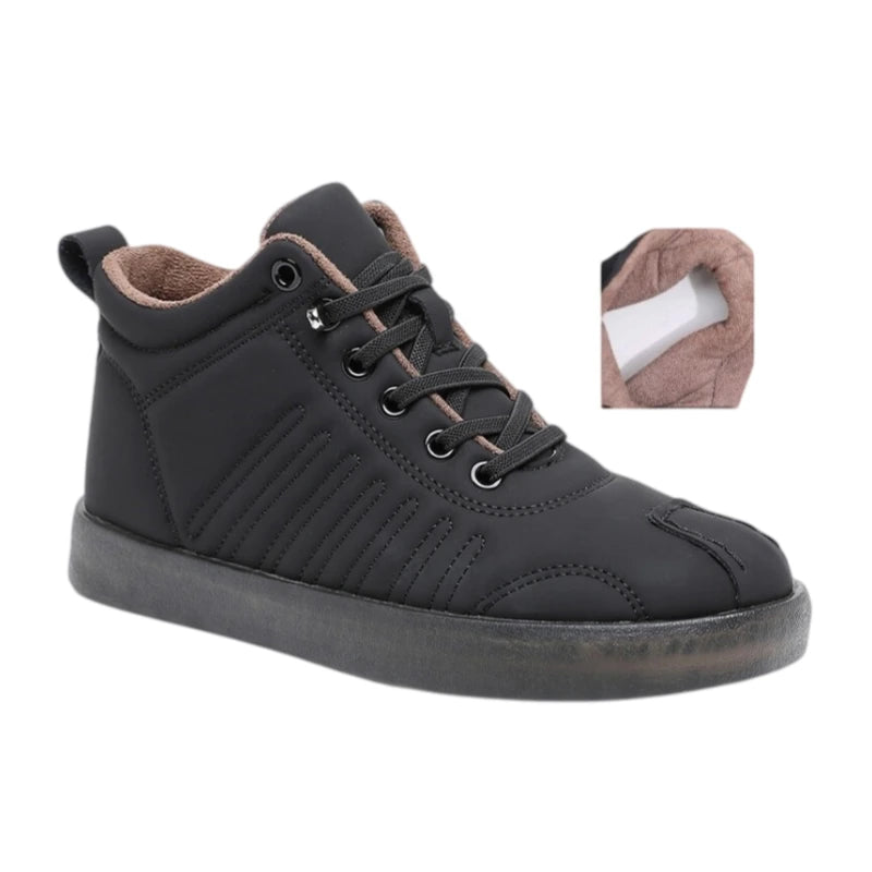 Women's Short-Plush Lined High-Top Sneakers – Classic Black
