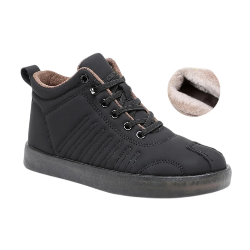 Women's Long-Plush Lined Warm High-Top Sneakers – Cozy Black