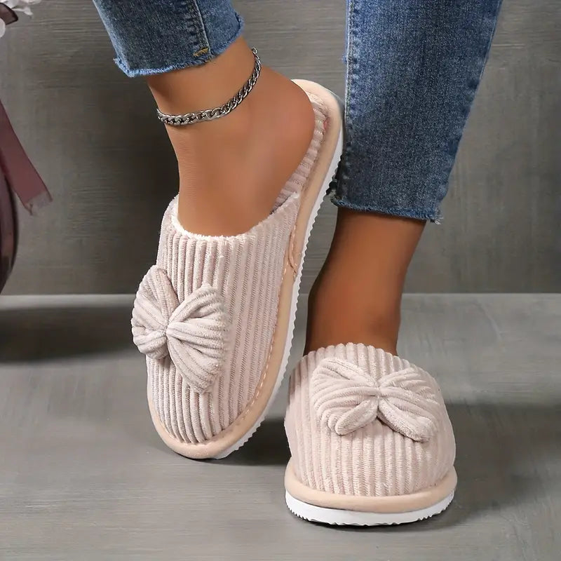 Adorable Bowknot Winter Slippers