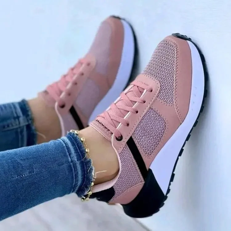 Women's Mixed Colors Lace-Up Casual Vulcanized Shoes