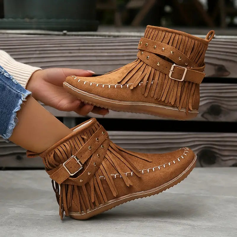 Trendy Womens Tassel Ankle Boots