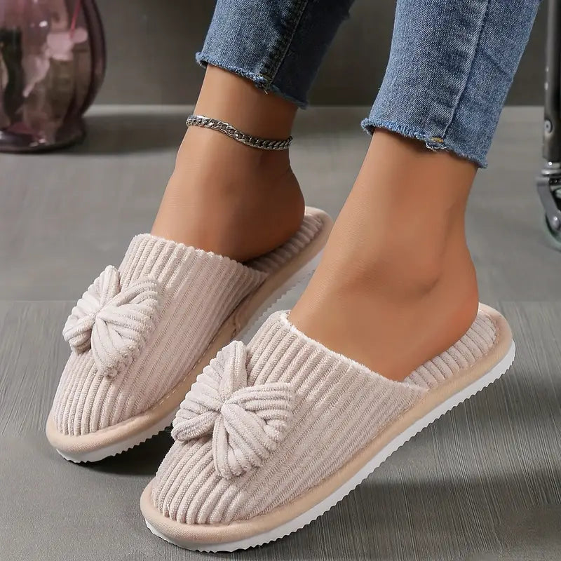 Adorable Bowknot Winter Slippers