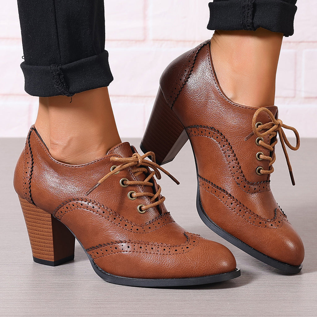 Women's Vintage Lace-Up Brogue Oxford Shoes