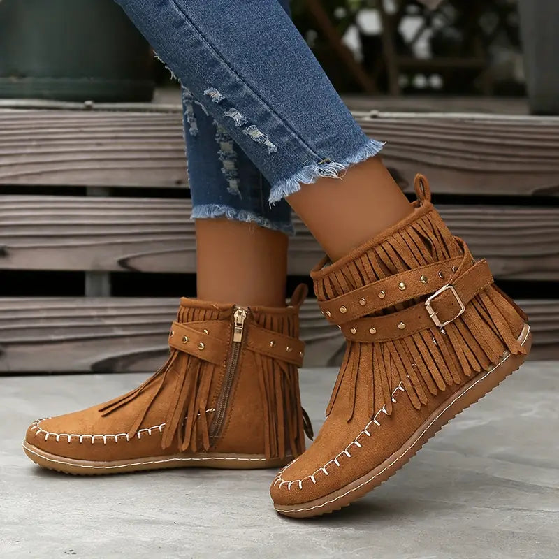 Trendy Womens Tassel Ankle Boots