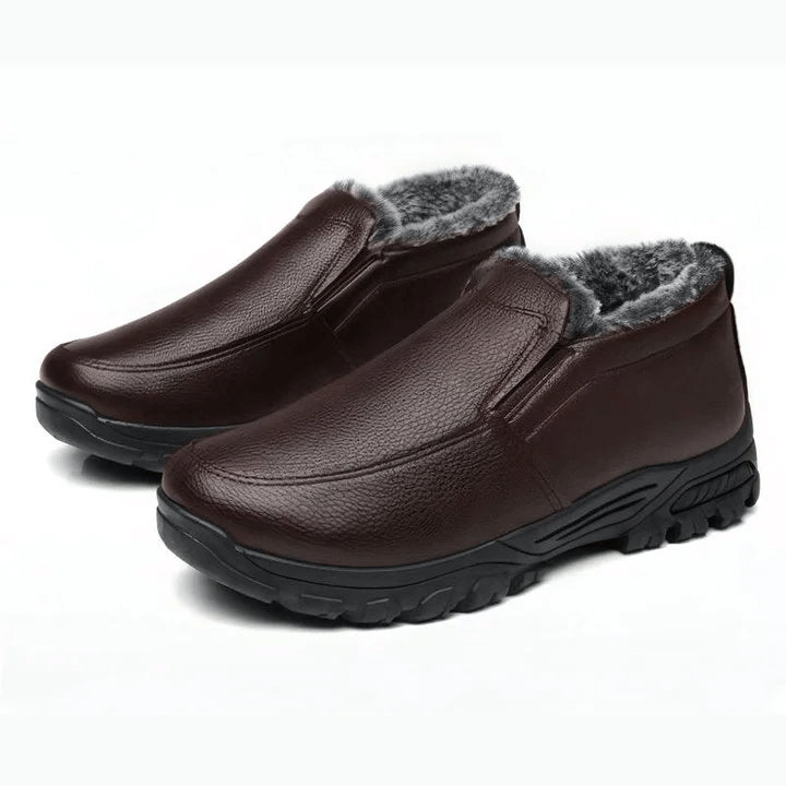 Cowhide Waterproof Fleece Snow Boots
