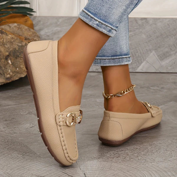 Womens Glamorous Metallic Buckle Loafers