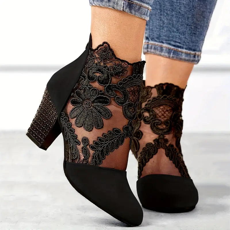 Women's Floral Lace Ankle Sandals
