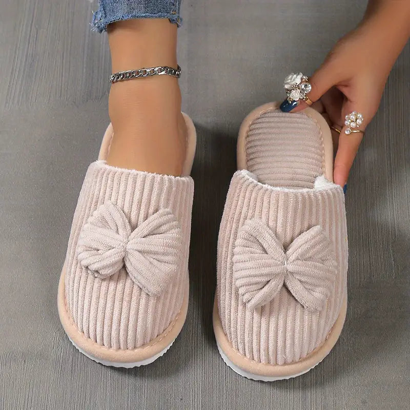 Adorable Bowknot Winter Slippers