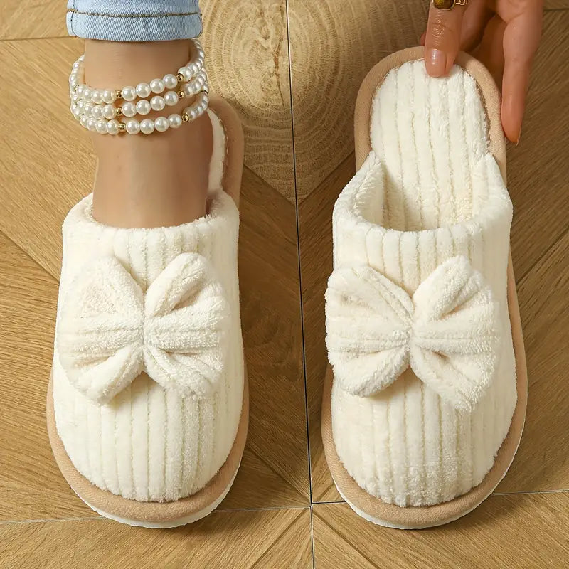 Adorable Bowknot Winter Slippers