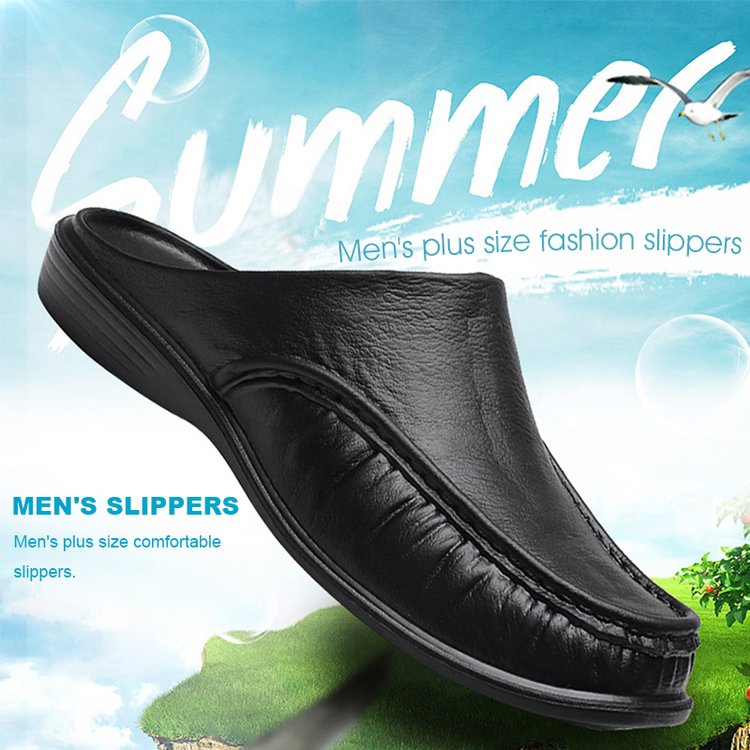 Men's Leather Home Slippers
