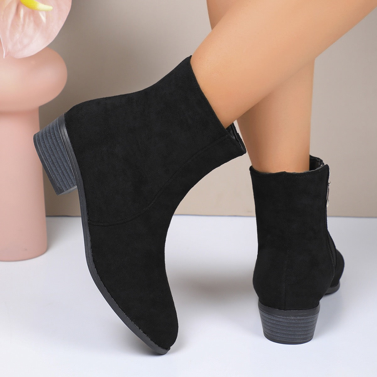 Chic French-Inspired Women's Ankle Boots with Side Zipper