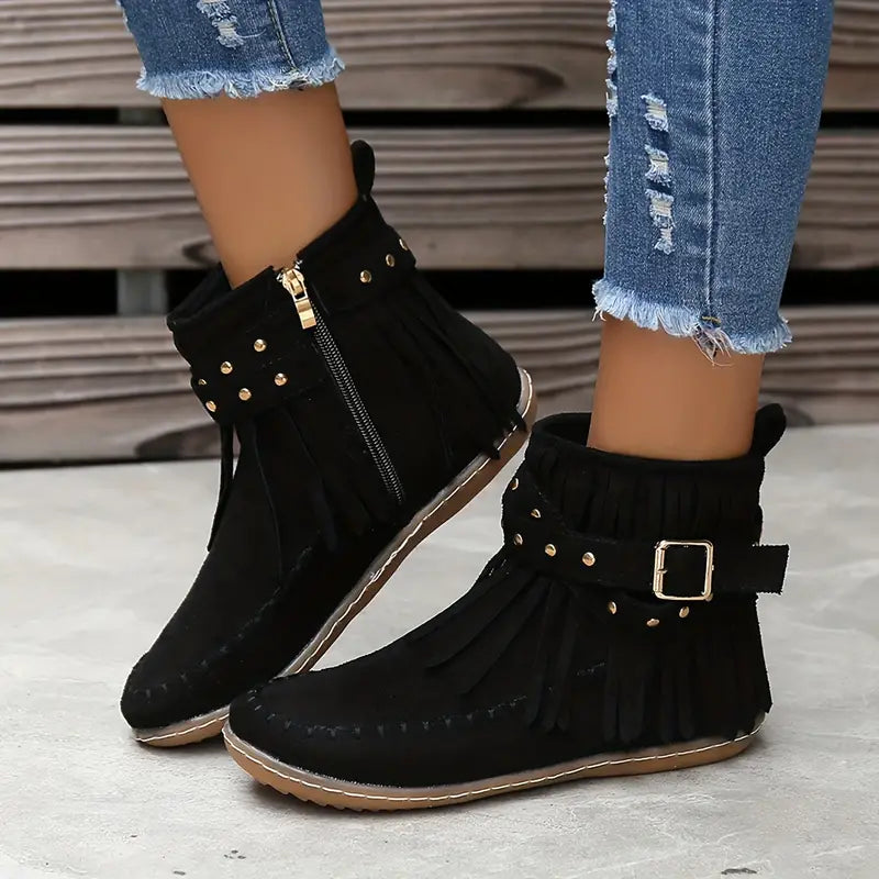 Trendy Womens Tassel Ankle Boots