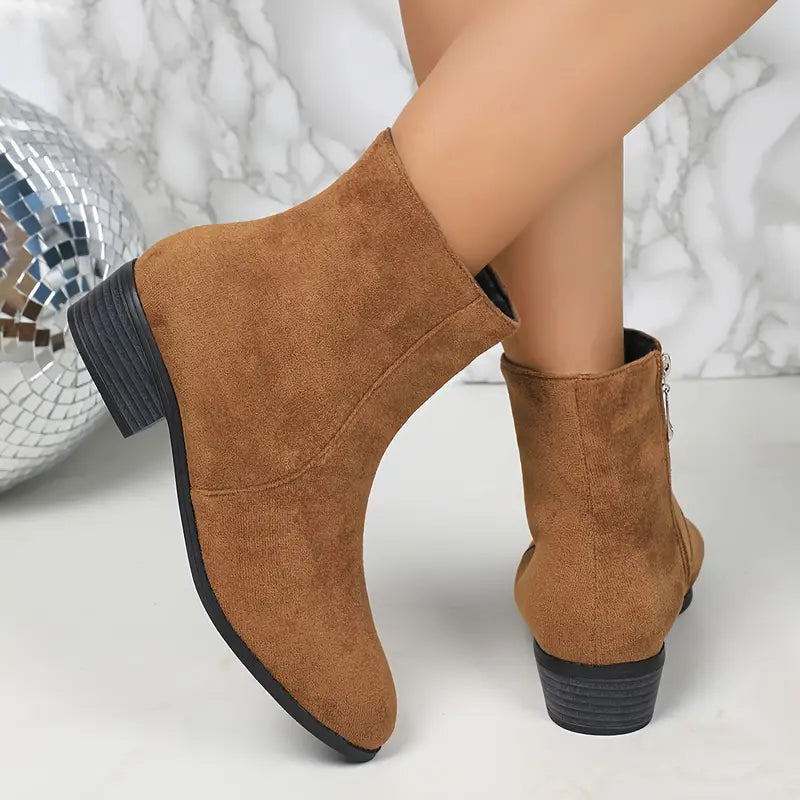 Chic French-Inspired Women's Ankle Boots with Side Zipper
