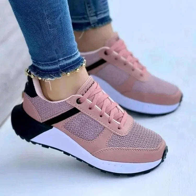 Women's Mixed Colors Lace-Up Casual Vulcanized Shoes