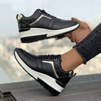 Women's Trendy Comfy Leather Wedge Sneakers