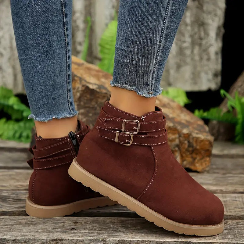 Women Casual Slip on Back Zipper Comfort Ankle Boots