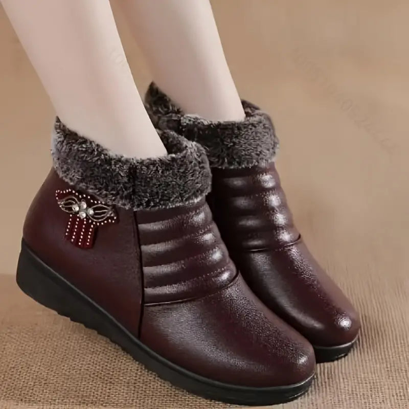 Womens Luxurious Solid Color Fluffy Boots