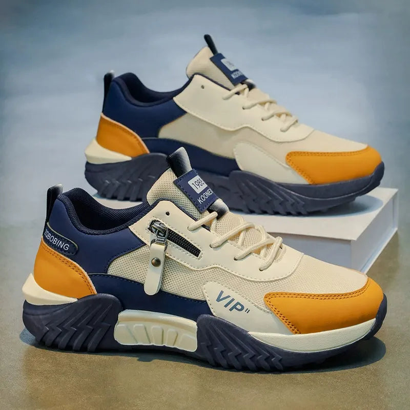 Men's Comfortable Colour‑Block  Zip‑Side Trainers Walking Shoes