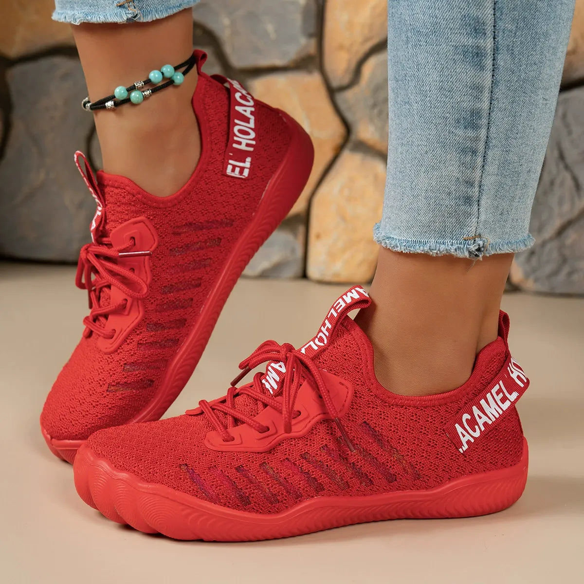 Women's Breathable Lightweight Lace Up Barefoot Walking Shoes Sneakers